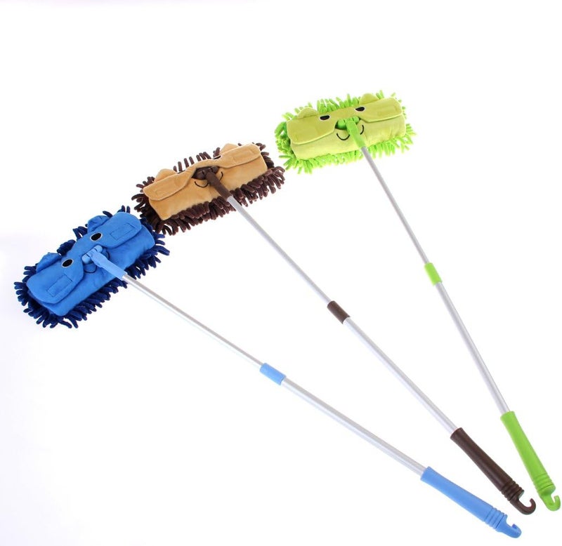 Xifando Mini Microfiber Chenille Cartoon Flat Dust Mop for Children,Detachable,360 Degree Rotation, Extension-Type (Green) - Image 2